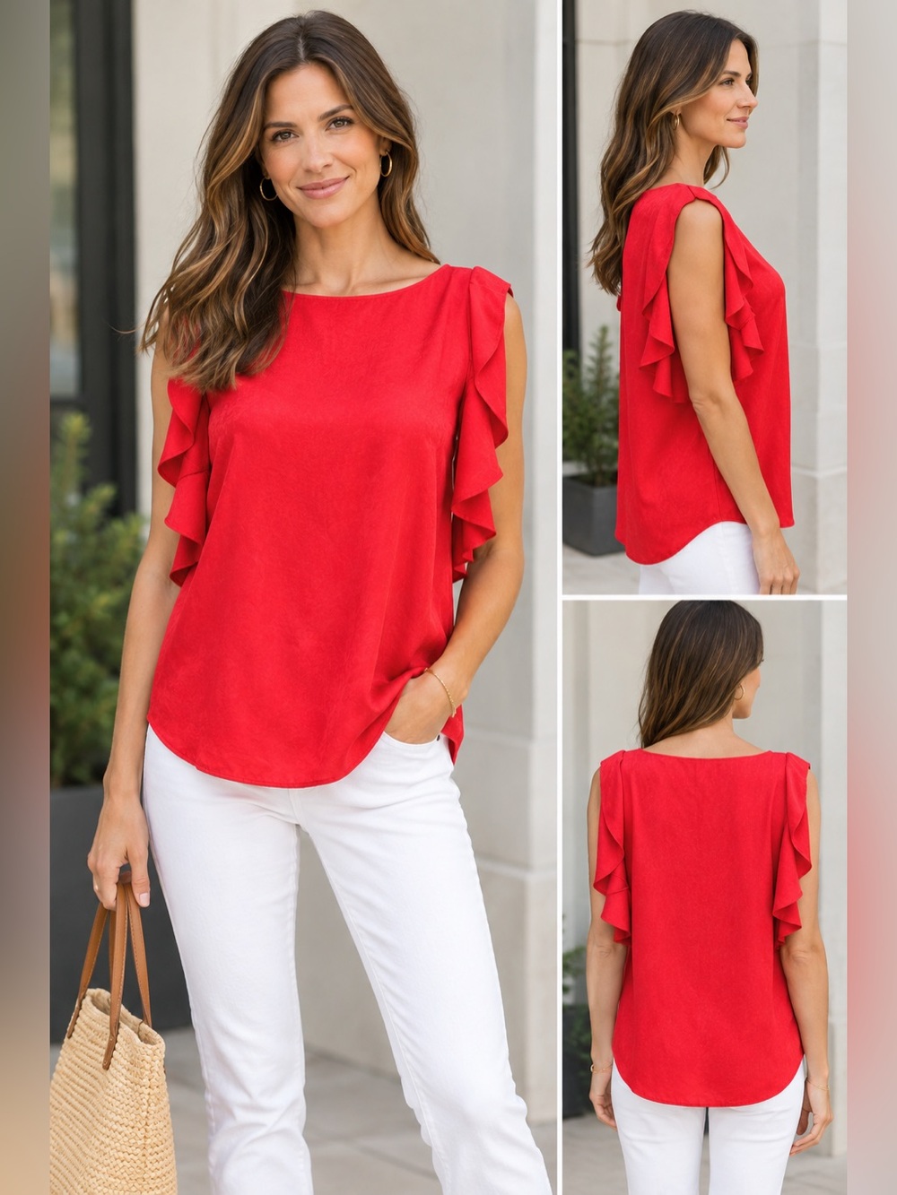 Elegant Red sleeveless blouse from Banana Republic
